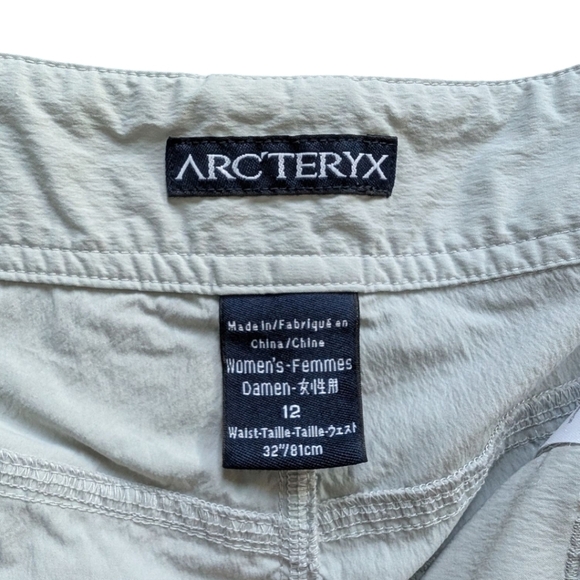 Arc'teryx Parapet Long Shorts Women 12 Light Grey Mid Rise Quick Dry Active Hike - Picture 8 of 12